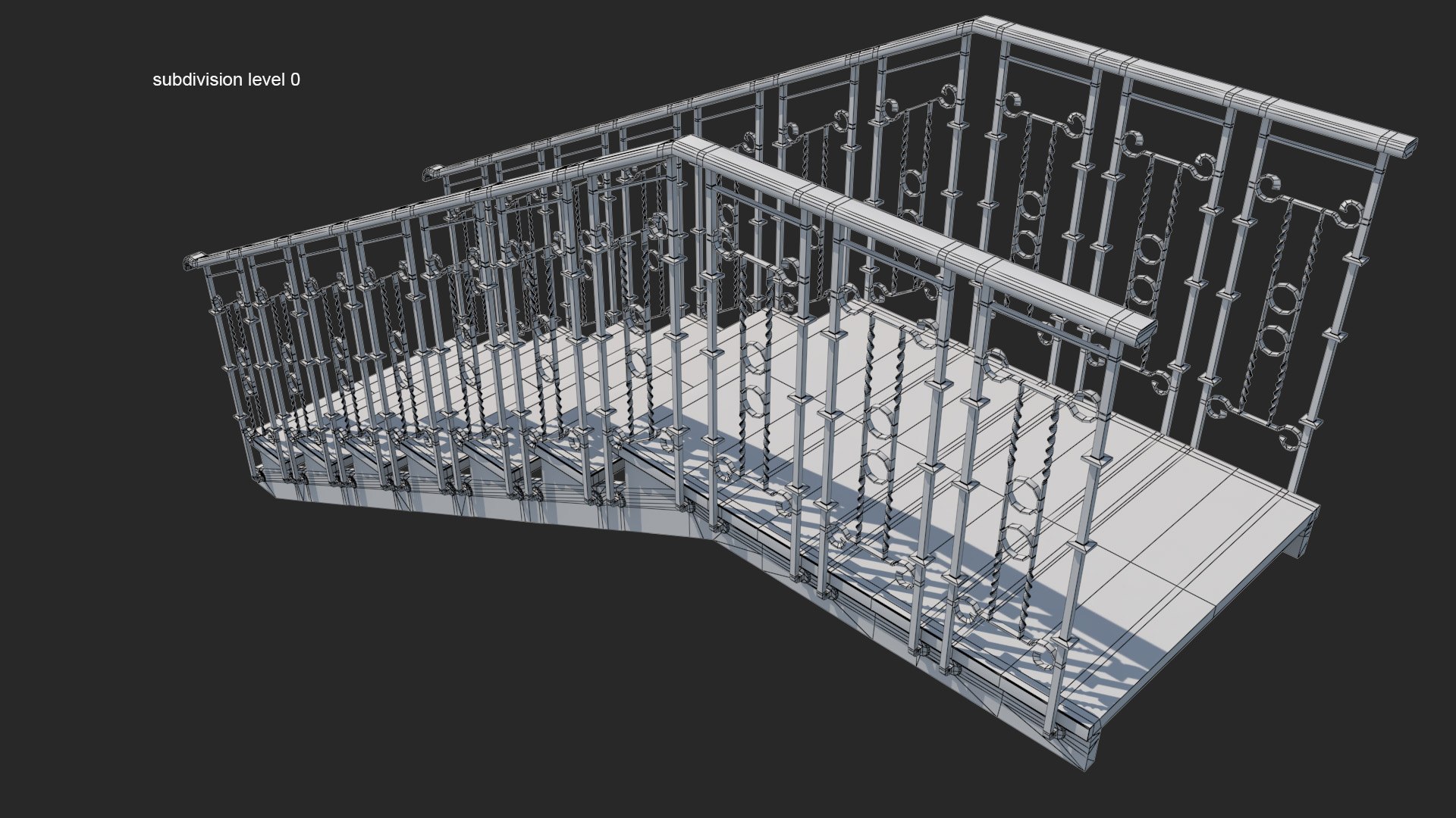 3ds Max Stairs Wrought Iron Railing
