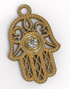 jewish pendant hamsa 3D model