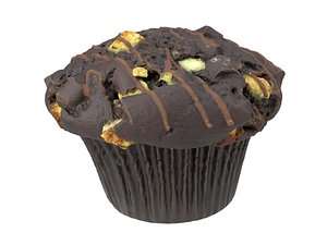 3D photorealistic scanned chocolate muffin