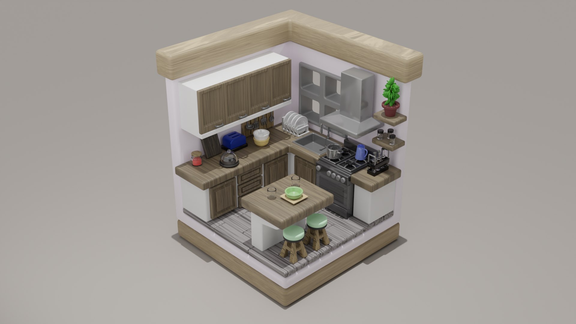 3D Model Isometric Kitchen - TurboSquid 2187925