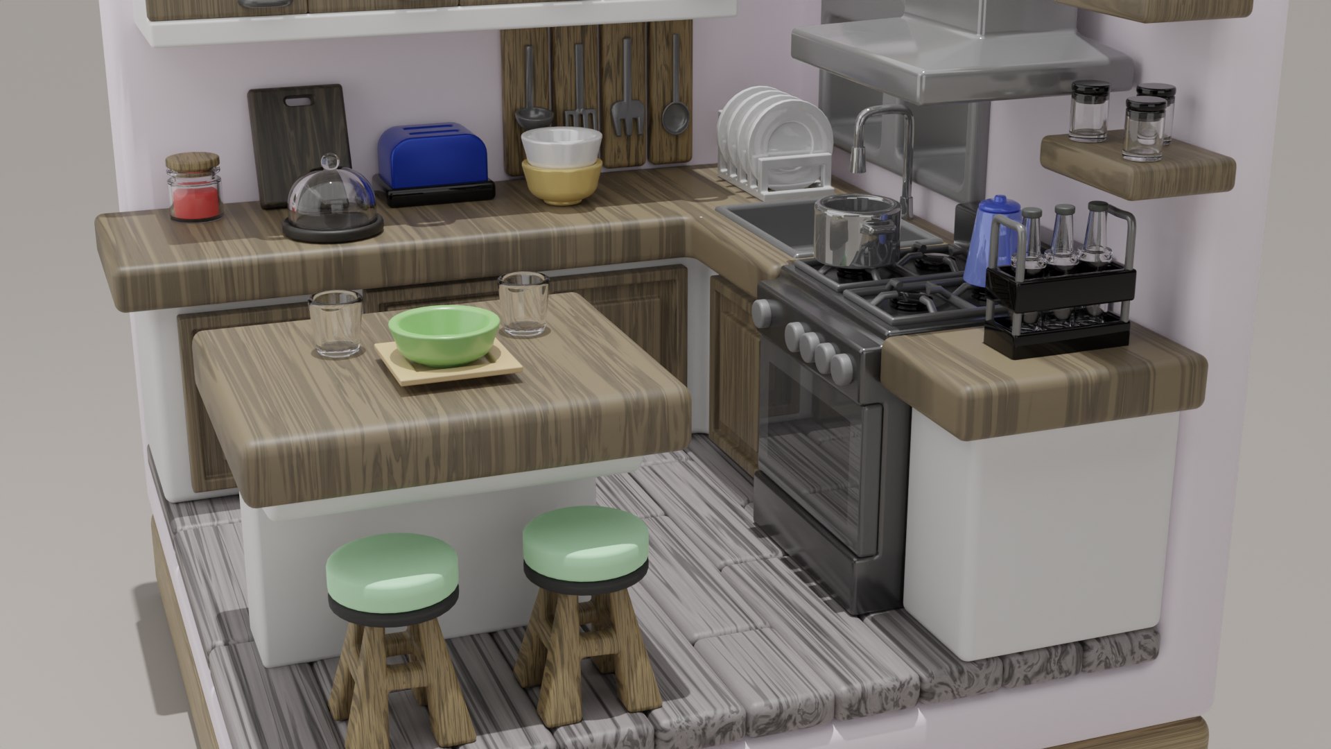 3D Model Isometric Kitchen - TurboSquid 2187925