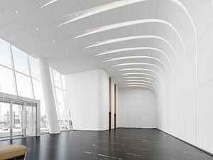 3D Minimalist Corporate Lobby Hall with Glass Facade model