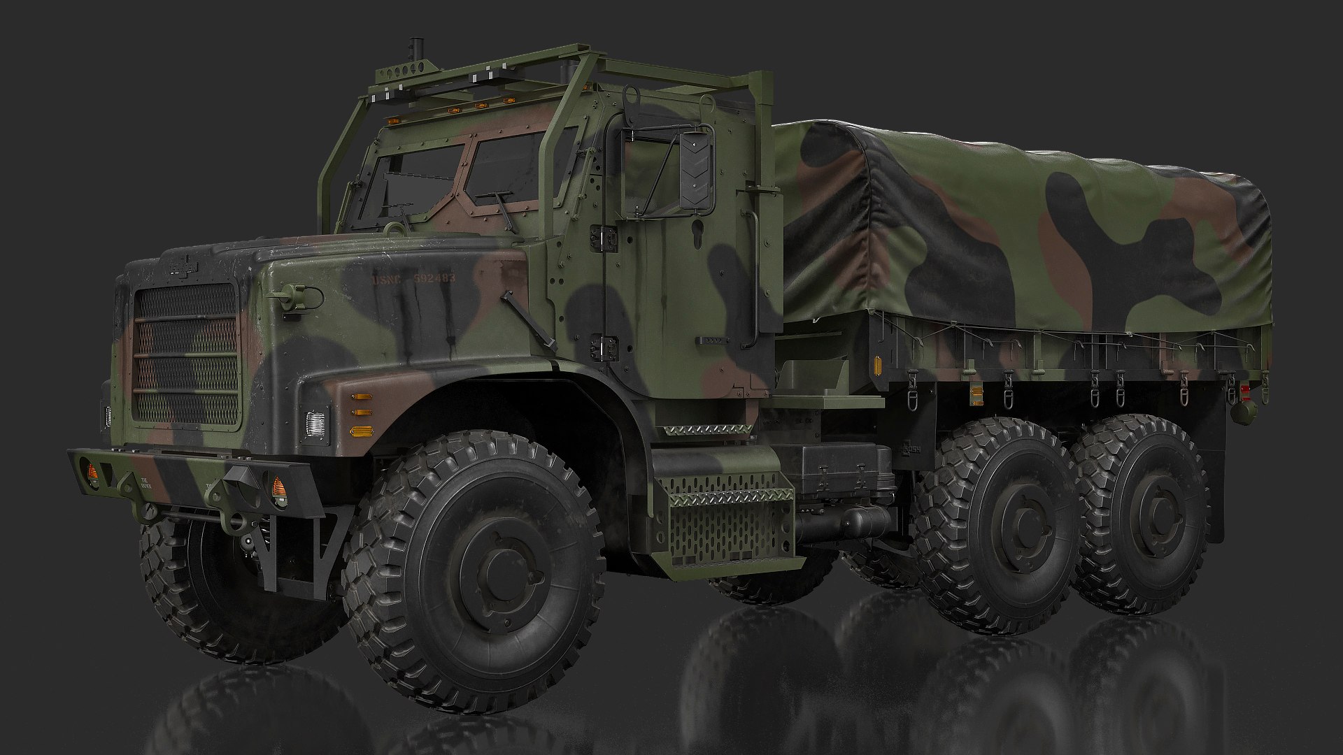 OshKosh MTVR MK23 with Tent Dusty 3D model preview