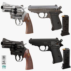 Small Pistol and Revolver All PBR Unity UE Textures(1)