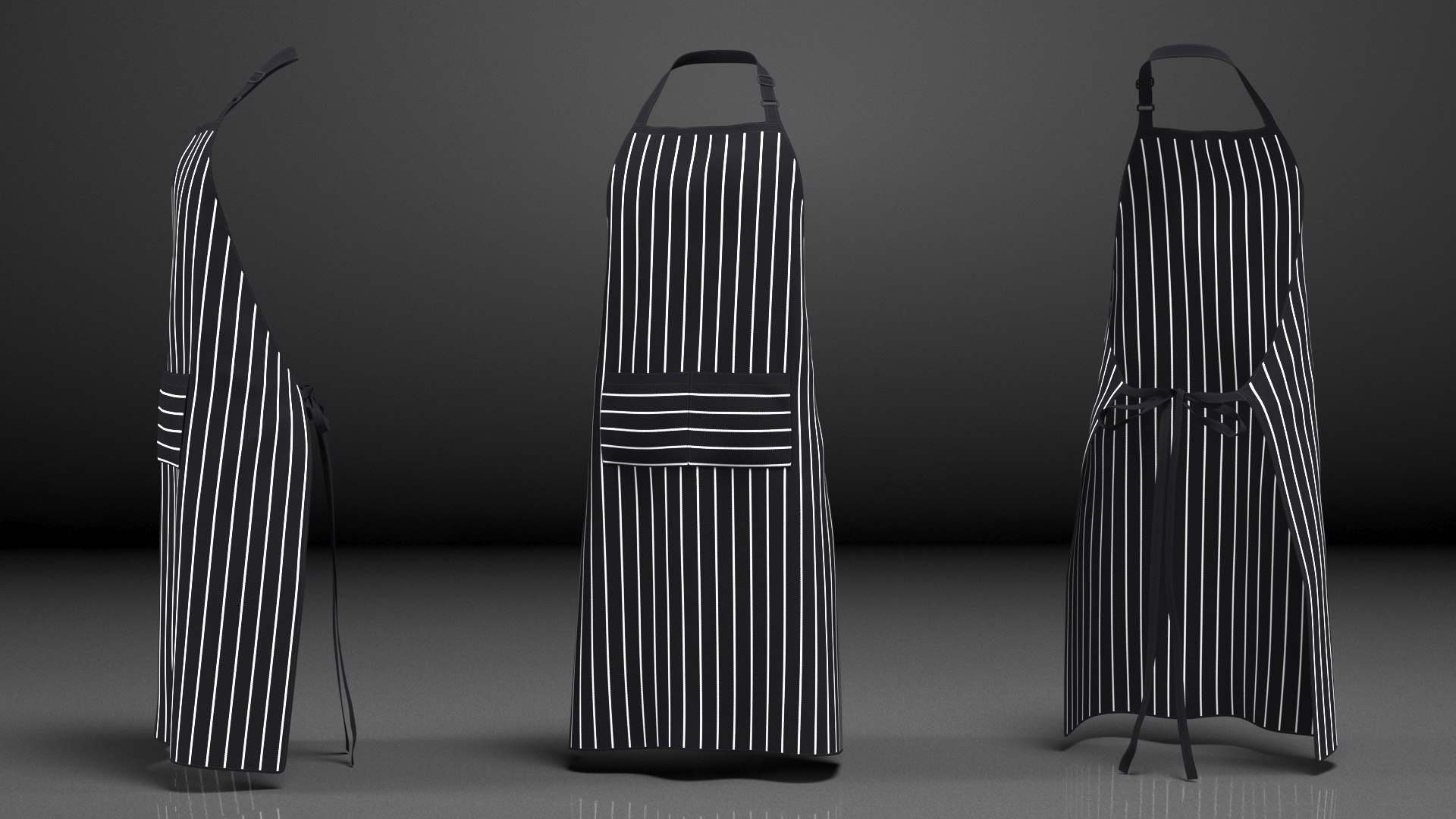 Men Striped Cooking Apron 3D Model - TurboSquid 1816246