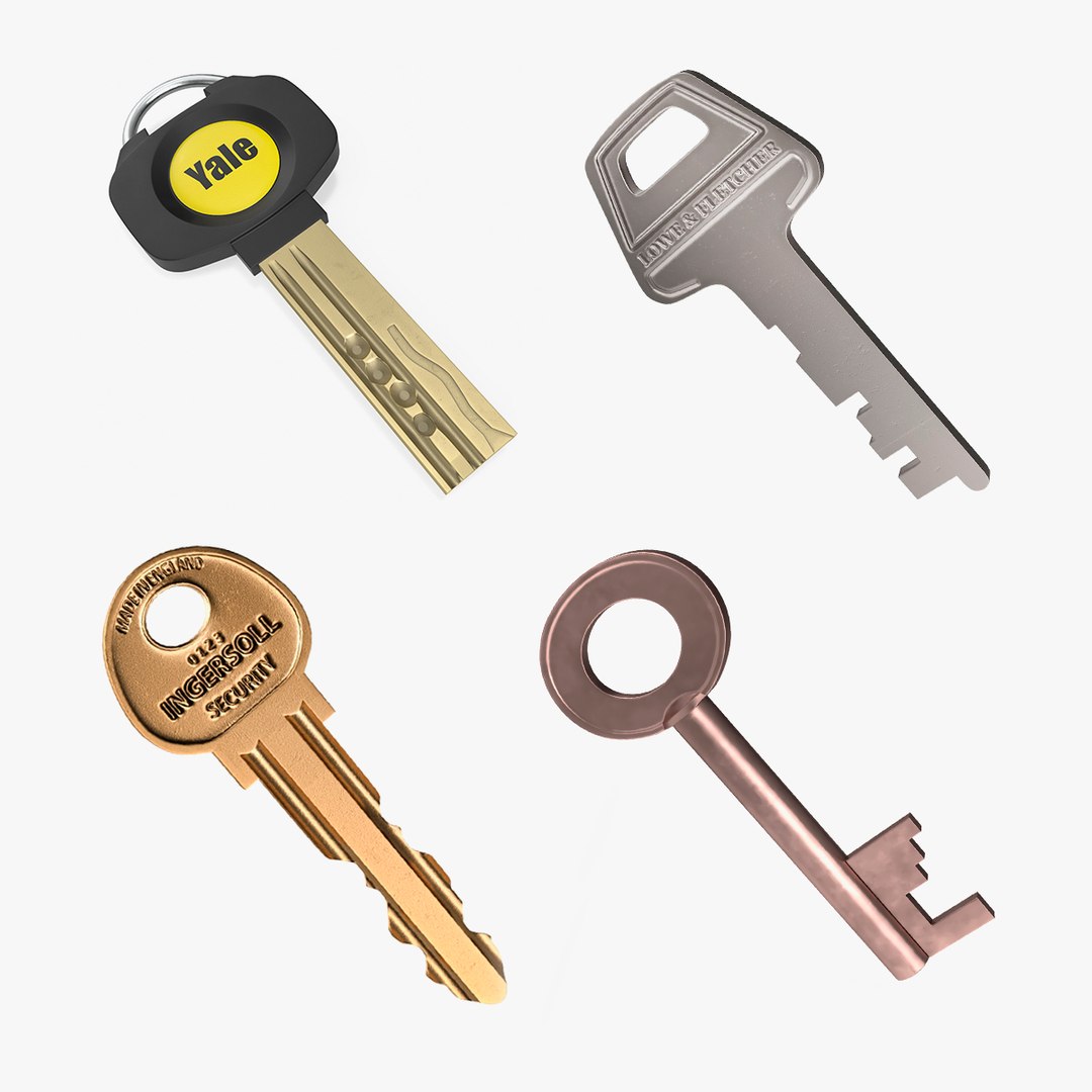 Door Lock Keys Collection 5 3D model preview