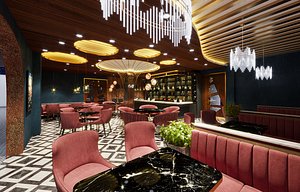 3D restaurant room interior