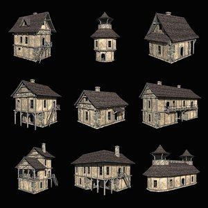 FANTASY MEDIEVAL HOUSE HUT BUILDING CITY TOWN VILLAGE COLLECTION