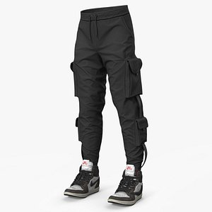 Cargo Trousers Black 3D
