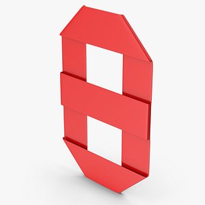 3D Red Ribbon Number 8 model