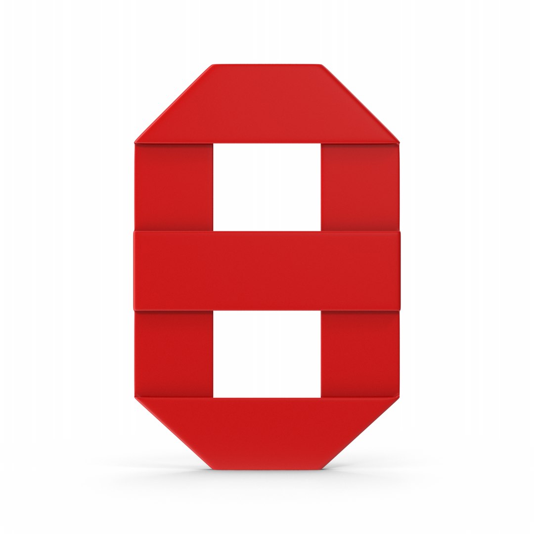 3D Red Ribbon Number 8 Model - TurboSquid 2201103