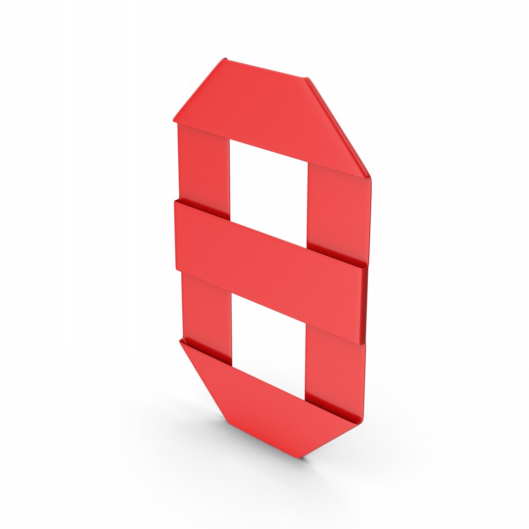 3D Red Ribbon Number 8 Model - TurboSquid 2201103