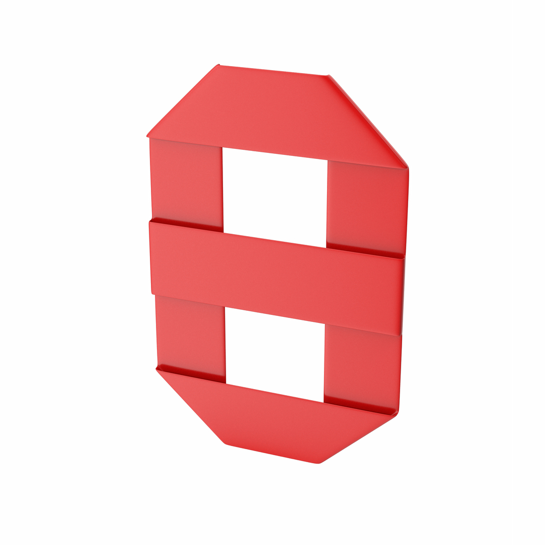 3D Red Ribbon Number 8 Model - TurboSquid 2201103