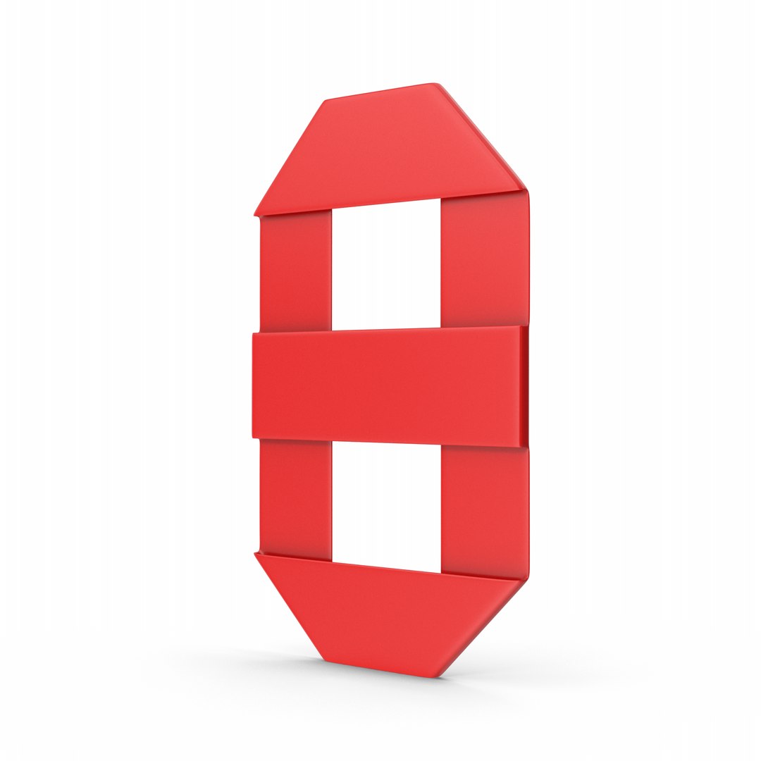 3D Red Ribbon Number 8 Model - TurboSquid 2201103