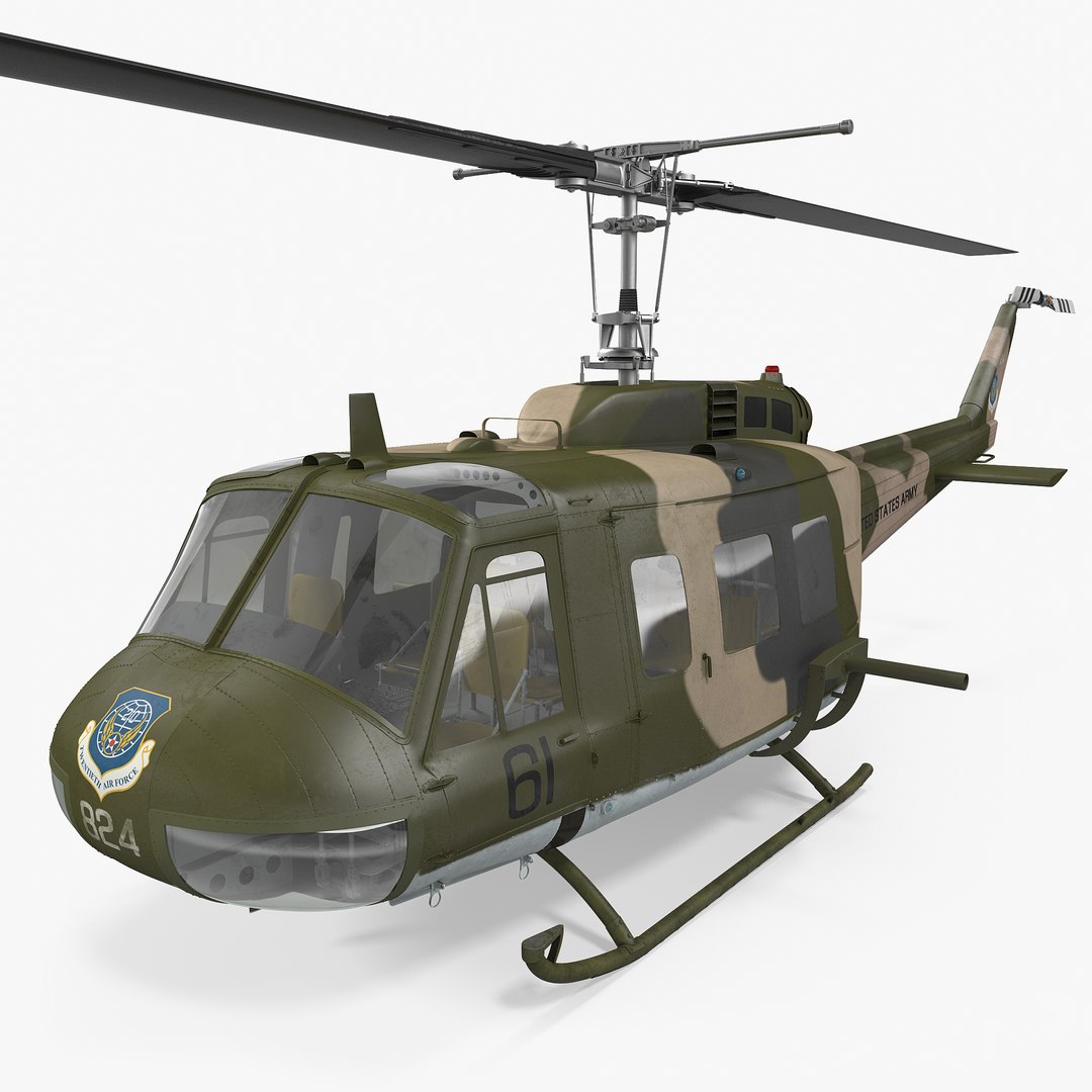 Bell UH-1 Iroquois Camo 3D model preview