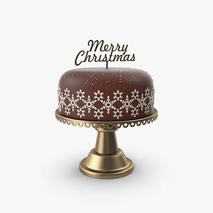 3D Christmas Cake with Topper Merry Christmas model