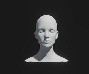 Female Head Base Mesh 3D Model Animated with Facial Expressions