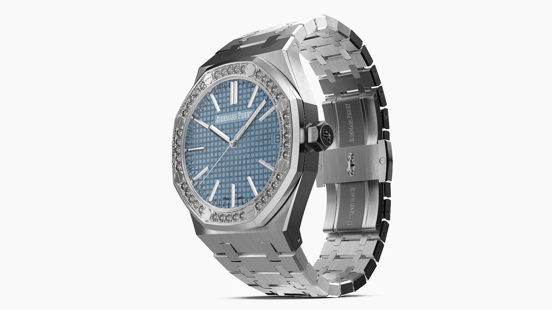 Audemars Piguet Royal Oak Smoked Blue Diamond-Set White Gold 3D model preview