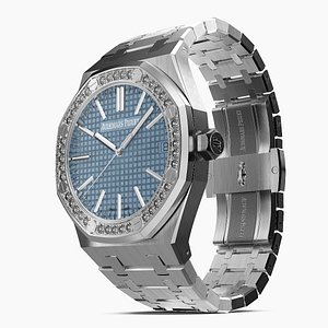 3D Audemars Piguet Royal Oak Smoked Blue Diamond-Set White Gold