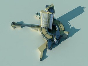 A house with a circular tower