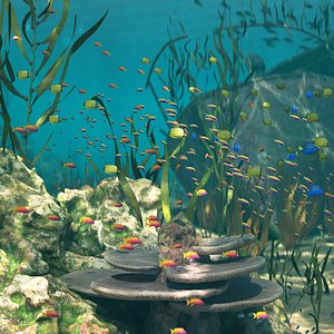3D underwater shipwreck scene