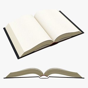 3D Open book with blank pages and book jacket