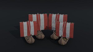 3D Low-poly cartoon ships drakkar