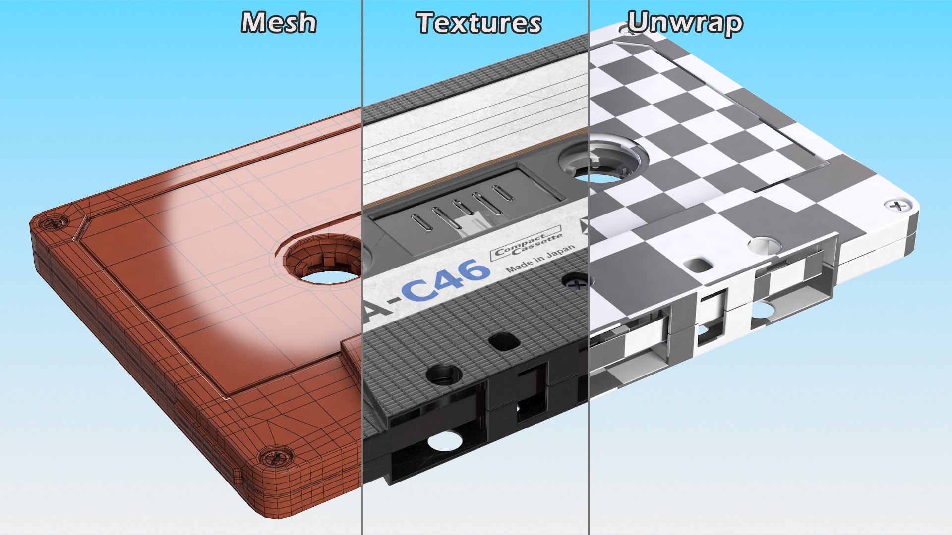 3D TDK SA C46 Cassette Tape https://p.turbosquid.com/ts-thumb/ku/8U69or/Ue/tdksac46cassettetape3dmodel015/jpg/1623933162/1920x1080/fit_q87/55e072f6972a4c8faf0aea12fa137dc4f788bf22/tdksac46cassettetape3dmodel015.jpg