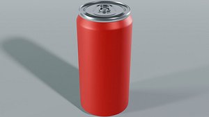 Red Aluminum Soda Can - Blank Beverage Container 3D model