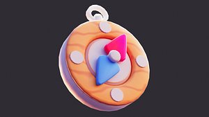 3D Low Poly Cartoon Compass model