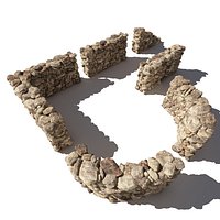 Stone Wall 12 - Dirty Tan 3D Stone Wall