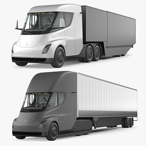 Tesla Semi Trucks and Trailers 3D Models Collection
