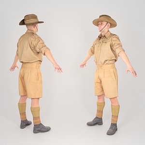 soldier military uniform a-pose 3D model