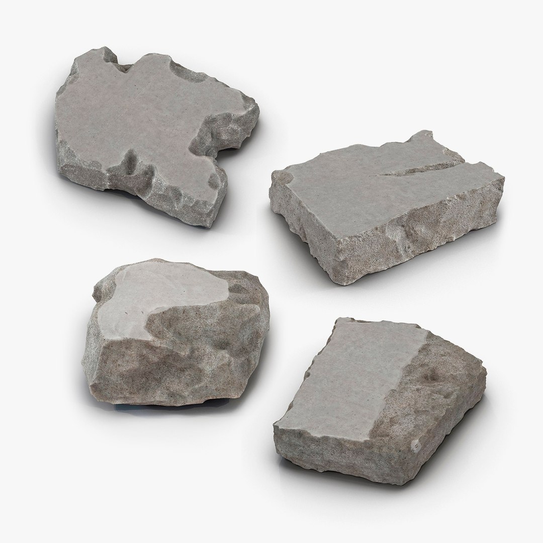 Concrete Chunks Collection 3D model preview