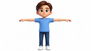 3D Stylized Cartoon Boy Character Rigged  Animated model