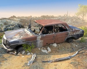 3D Abandoned Car Wreck Scan model