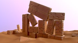 stylized cartoon rock sand 3D model