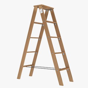 3D Wooden Step Ladder Open model