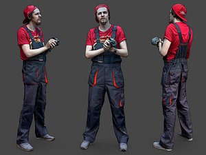 3D model Stylized Car Mechanic Character