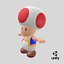 3D toad toadstool mushroom super mario