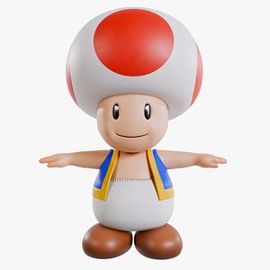 3D toad toadstool mushroom super mario