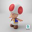 3D toad toadstool mushroom super mario