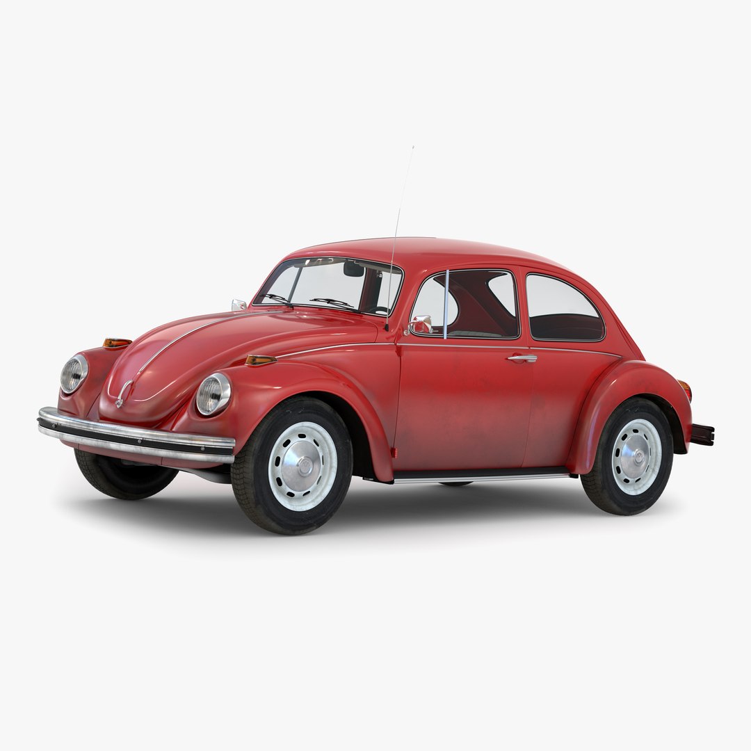 Volkswagen Beetle 1966 Simple Interior Red 3D model preview