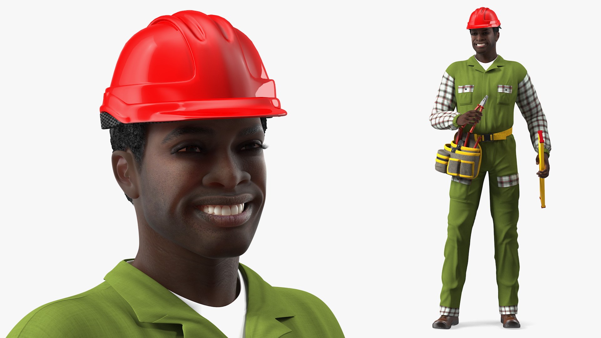 Dark Skinned Black Builder 3D model preview