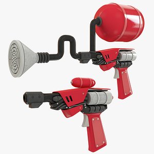 set science fiction guns 3D model