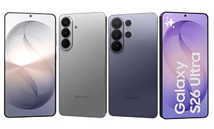 3D model Samsung Galaxy S26 Ultra Purple And S26 Silver Shadow