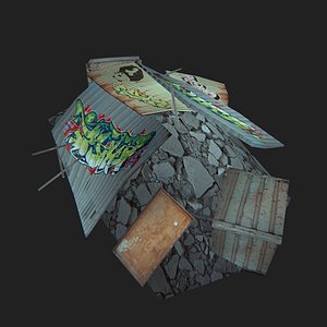 barricade pile rubbish 3d model