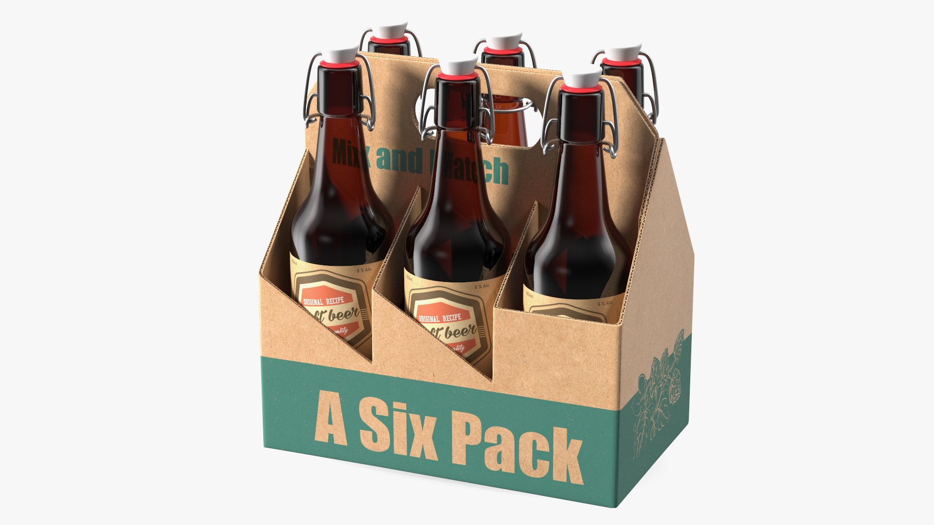 Cardboard Bottle Carrier With Beer 3D model preview