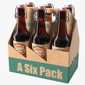 3D model Cardboard Bottle Carrier With Beer