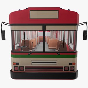 3D Low - poly thai bus red green white color model